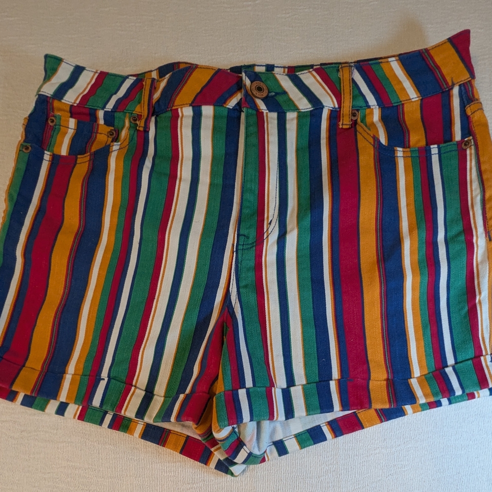 Forever 21 Colorful Striped Jean Shorts